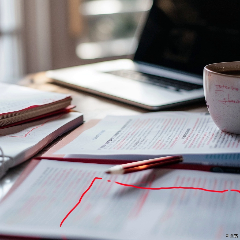 Medical manuscript writing — journal manuscript on desk with editing marks